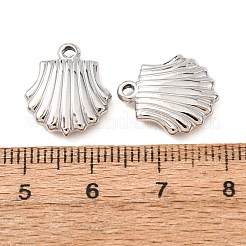 ステンレスペンダント201個  艶出し  貝殻の形のチャーム  ステンレス鋼色  15.5x13.5x3.5mm  穴：2mm&nbsp;SA-CBAA3A1-03P