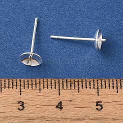 真鍮スタッドイヤリングを見つける  鉛フリー＆カドミウムフリー  ラウンド  925銀メッキ  14x6mm  ピン：12x1mm&nbsp;KK-K383-01D-S