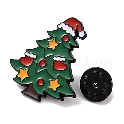 クリスマスツリーのエナメルピン  バックパックの服のためのクリスマステーマの合金ブローチ  レッド  30x28x1mm&nbsp;JEWB-M043-03D