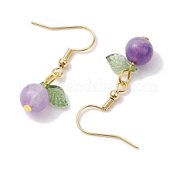 アクリルダングルピアス  304ステンレススチールピアスフック付き  葉っぱ  青紫色  32.5x12.5mm&nbsp;EJEW-JE05749-04