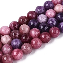 天然石クォーツビーズ連売り  染め  スムーズなラウンド  模造トルマリン  暗紫色  10~10.5mm  穴：1.2~1.4mm  約38~40個/連  14.96~15.35インチ（38~39cm）&nbsp;G-N363-10mm-05