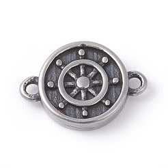 316外科用ステンレス鋼リンクコネクター  アンカー＆舵付きのフラットラウンド  アンティークシルバー  15x10.5x2.5mm  穴：1.5mm&nbsp;STAS-G186-29AS