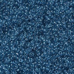 MIYUKIラウンドロカイユビーズ  日本製シードビーズ  （rr1880)透明ブルーグレーゴールド光沢  11/0  2x1.3mm  穴：0.8mm  約1100PCS /ボトル  10 G /ボトル&nbsp;SEED-JP0008-RR1880