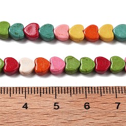 合成ターコイズビーズ連売り  スプレー塗装  ハート  ミックスカラー  5~5.5x6x3mm  穴：1.4mm  約75個/連  14.80''（37.6センチメートル）&nbsp;G-B140-H01
