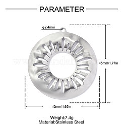 304ステンレスペンダント  リングチャーム  ステンレス鋼色  45x42mm  穴：2.4mm&nbsp;STAS-OY019-03P