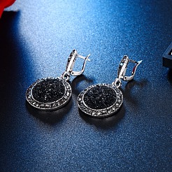 フラットラウンド亜鉛合金樹脂ペンダントネックレス＆フープピアス＆リングセット  プラチナ  450mm&nbsp;FS-WG9E730-01