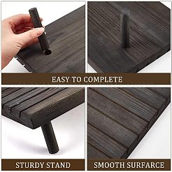 7 スロットの木製の場所カードのディスプレイ スタンド  はがき用  イヤリングディスプレイカードホルダー  染め＆加熱  長方形  ブラック  29x19x2cm  約3個/セット&nbsp;ODIS-WH0029-52B