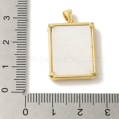 真鍮パヴェ天然シェルペンダント  長方形のチャーム  18KGP本金メッキ  ハート  24x18x4mm  穴：5x3.5mm&nbsp;KK-Z042-27G-01