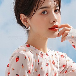 女性猫真鍮フレンチフックピアス  かわいい子猫の顔のイヤリングジュエリー恋人へのギフト女性誕生日クリスマス  プラチナ  16x18.2mm&nbsp;JE965A