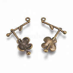 合金ペンダント  鉛フリー及びカドミウムフリー  スモモの花  アンティークブロンズ  24x26x3mm  穴：1.5mm&nbsp;EA11637Y-AB