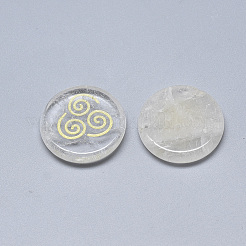 合成水晶カボション  縁起の良い雲模様とフラットラウンド  25x5.5mm  4個/セット&nbsp;G-T122-37A