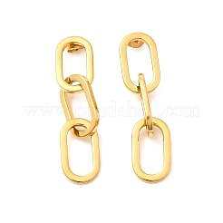 女性用304ステンレススチールスタッドピアス  オーバル  18KGP本金メッキ  52.5x12mm&nbsp;EJEW-A129-03G