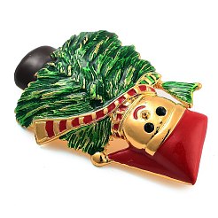 クリスマステーマの合金エナメルブローチ  バックパック服用  雪だるまとクリスマスツリー  ゴールドカラー  56x34mm&nbsp;JEWB-S022-05C-G