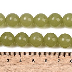 天然染め白翡翠ビーズ連売り  スムーズなラウンド  ダークカーキ  12mm  穴：1.2mm  約33個/連  14.96''（38センチメートル）&nbsp;GG-CBAEB22-B01-12mm-05