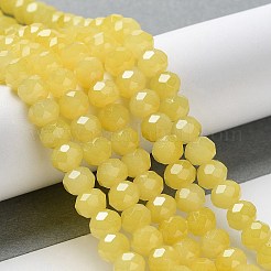 焼き絵用塗料、模造翡翠ガラスビーズの連  ファセットロンデル  きいろ  6x5mm  穴：1.2mm  約80~85個/連  38~40cm&nbsp;DGLA-A034-J6MM-A24