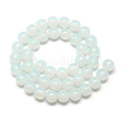 ジェイド風ガラスビーズ連売り  ラウンド  ホワイトスモーク  8mm  穴：1mm  約40個/連  11~12インチ&nbsp;GR8mm69Y