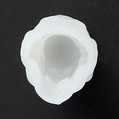 DIY ハロウィーンテーマの頭蓋骨型キャンドル作りシリコン像型  肖像彫刻樹脂鋳造鋳型  粘土工芸の金型ツール  ホワイト  5x4.2x10.35cm&nbsp;DIY-M033-01