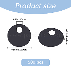 90gのプラスチックペンダント  フラットラウンドのチャーム  ブラック  25x0.2mm  穴：5mm&nbsp;KY-GF0001-77A