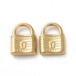 イオンプレーティング（IP）304ステンレスペンダント  南京錠チャーム  ゴールドカラー  18x13x3mm  穴：5x7mm&nbsp;STAS-P324-14G