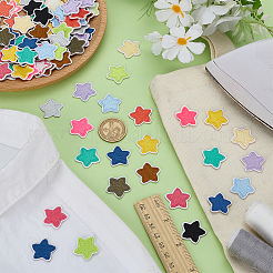 星のコンピューター刺繍布アイロン接着/縫い付けパッチ98個  マスクと衣装のアクセサリー  アップリケ  ミックスカラー  22x23x1.5mm  98個/セット&nbsp;PATC-FG0003-21