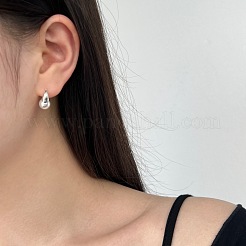 ティアドロップ ロジウムメッキ 925 スターリングシルバー シェル パール ダングル イヤリング レディース  プラチナ  16x8mm&nbsp;EJEW-Q804-05P