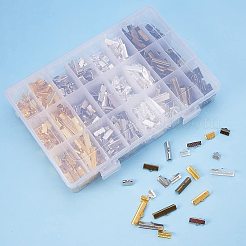 アイアン製カシメリボン止めエンドパーツ  ミックスカラー  8~25x8x5~8mm  穴：1mm  約680個/箱&nbsp;IFIN-PH0022-01