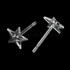 樹脂スタッドピアスパーツ  スター  透明  6.5x7mm  ピン：0.8mm&nbsp;LS-X1-FIND-H046-11