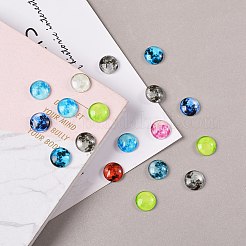 明るいガラスのカボション  惑星模様  半円  ミックスカラー  80個/箱&nbsp;GLAA-SZ0001-12