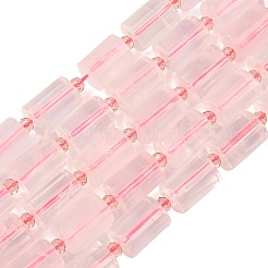 天然石ローズクォーツビーズ連売り  多面カット  コラム  シードビーズで  15~15.5x10mm  穴：0.8mm  約22個/連  15.75''~15.98''（40~40.6センチメートル）&nbsp;G-G453-E12-10x14mm