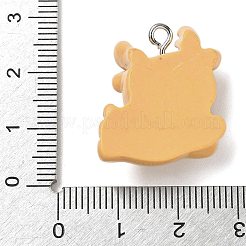 クリスマステーマの不透明樹脂ペンダント  プラチナ鉄ループ付き  エルク  24x21.5x8mm  穴：2mm&nbsp;RESI-I344-02P-03