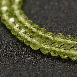 天然石ペリドットビーズ連売り  多面カット  ロンデル  3x2mm  穴：0.5~0.6mm  約129~173個/連  15.5インチ（39.5cm）&nbsp;G-F460-05