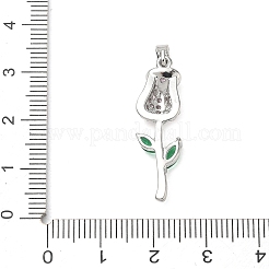 真鍮マイクロペーブカラフルな立方ジルコニアペンダント  ガラスと  バラのチャーム  プラチナ  29.5x9x4.5mm  穴：5x2.5mm&nbsp;CU-CBA5B4D-02P