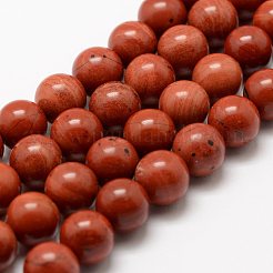 天然石レッドジャスパービーズ連売り  グレードA-  ラウンド  4mm  穴：0.8mm  約83~90個/連  15インチ（38cm）&nbsp;X-G-E375-4mm-03