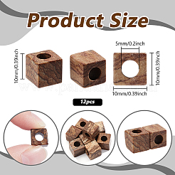 天然ピクチャージャスパーヨーロピアンビーズ12個  大穴ビーズ  キューブ  10x10x10mm  穴：5mm&nbsp;G-NB0005-88D