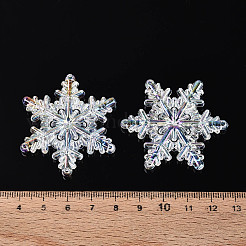UVメッキクリスマス透明アクリルマルチ連リンク  虹色の  スノーフレーク  4穴付き  クリアAB  45.5x40x6mm  穴：1.8mm&nbsp;OACR-Q197-02