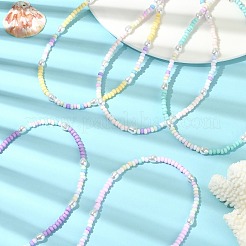 ガラスシード＆プラスチックイミテーションパールビーズネックレス  ミックスカラー  15.35~15.55インチ（39~39.5cm）&nbsp;NJEW-JN04377