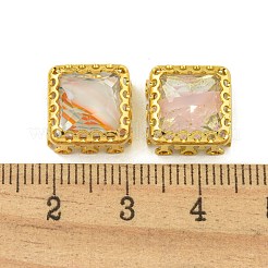 縫い付けラインストーン  ガラスクリスタルラインストーンマルチ連リンク  真鍮製爪付き台座付き  衣料品アクセサリー  正方形  ミックスカラー  11.5x11.5x5mm  穴：1mm&nbsp;EGLA-C006-04G