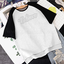 ガラスホットフィックスラインストーン  アップリケの鉄  マスクと衣装のアクセサリー  洋服用  バッグ  パンツ  言葉を信じる 信仰  297x210mm&nbsp;DIY-WH0303-255