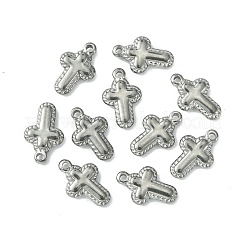 変色しない304ステンレススチールペンダント  クロスチャーム  ステンレス鋼色  20x12.5x3.4mm  穴：2mm&nbsp;LS-STAS-F294-01C-P