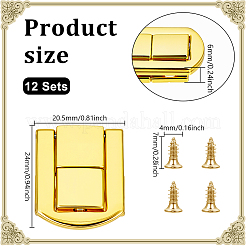 12袋の合金製財布ロック  DIYの財布作り用品  ゴールドカラー  24x20.5x6mm&nbsp;FIND-NB0006-42G