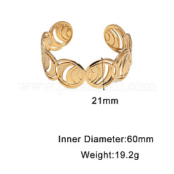 304ステンレススチール製中空リングオープンカフバングル（女性用）  ゴールドカラー  内径：2.36インチ（6cm）&nbsp;WG17EC0-01