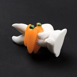 オペーク樹脂カボション  にんじんとうさぎ  オレンジ  41.5x24.5x31mm&nbsp;RESI-K017-13