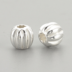 925スターリングシルバーコルゲートビーズ  ラウンド  銀  3x2.5mm  穴：1mm&nbsp;LS-STER-S002-14-3mm