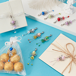 20個 10色 エンジェル ABSプラスチック パール&アクリル&合金ペンダントデコレーション  カニカン付き  ミックスカラー  63mm  2個/カラー&nbsp;HJEW-PH02228