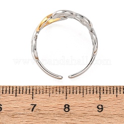 女性用304ステンレススチールオープンカフリング  黄金＆ステンレススチール  ハート  17x16mm  usサイズ6（16.5mm）&nbsp;RJEW-K321-01D