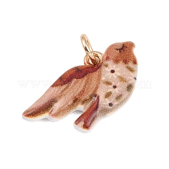 真鍮製エナメルペンダント  ライトゴールド  鳥  13x24.5x3.5mm  丸カン：6x1ミリ  4mm内径&nbsp;ENAM-I087-03B