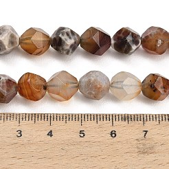 天然瑪瑙（染色・加熱）ビーズ連売り  多面カット  スターカットラウンドビーズ  キャメル  10x9.5mm  穴：1.2mm  約37個/連  14.57''（37センチメートル）&nbsp;G-K425-B06-01