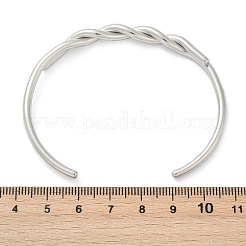 女性用304ステンレススチールカフバングル  ツイスト  ステンレス鋼色  内径：1-7/8x2-3/8インチ（4.75x5.95cm）&nbsp;BJEW-F497-01P