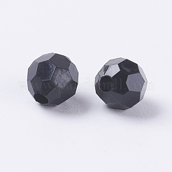 不透明なアクリルビーズ  多面カットラウンド  ブラック  サイズ：直径約6mm  穴：2mm  約4800~4900個/500g&nbsp;PAB6mmY-1