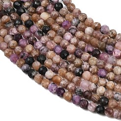 天然石チャロアイトビーズ連売り  多面カット  ラウンド  3~3.5mm  穴：0.6mm  約124個/連  15.55''（39.5センチメートル）&nbsp;G-P618-3mm-04
